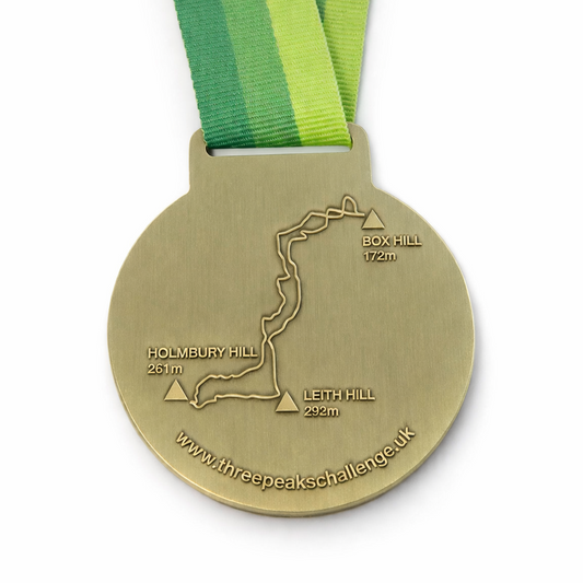 Back of the Surrey Three Peaks Challenge Medal