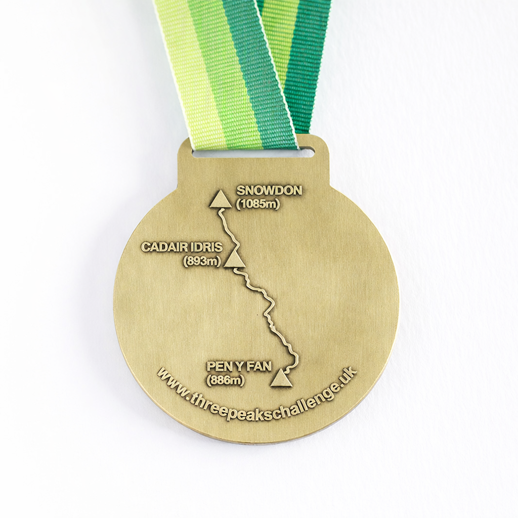 Back of the Welsh Three Peaks Challenge medal.