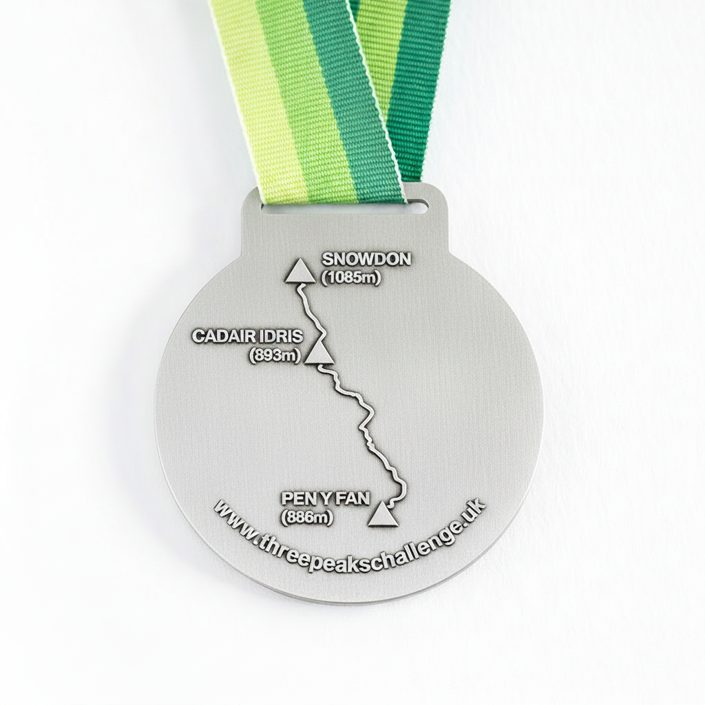 Back of the Welsh Three Peaks Challenge medal.