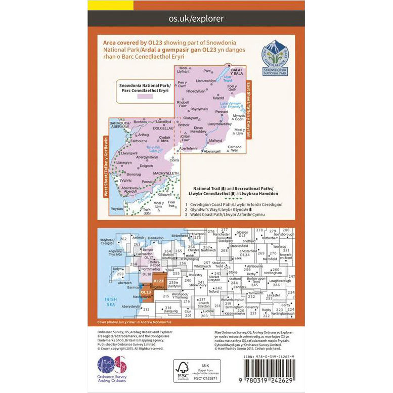 Cadair Idris Map, OS Explorer Map OL23 for Cadair Idris