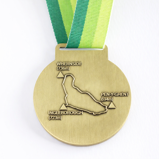 Back of the Yorkshire Three Peaks Challenge Medal.