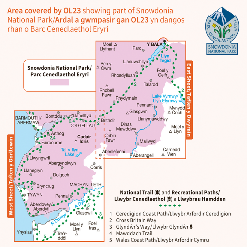 Cadair Idris Map, OS Explorer Map OL23 for Cadair Idris